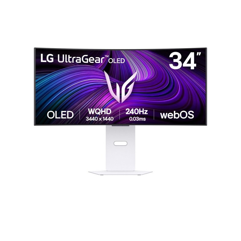 Monitor LG 34GX90SA-W, 86.4 cm (34"), 3440 x 1440 Pixeles, Wide Quad HD, OLED, Blanco