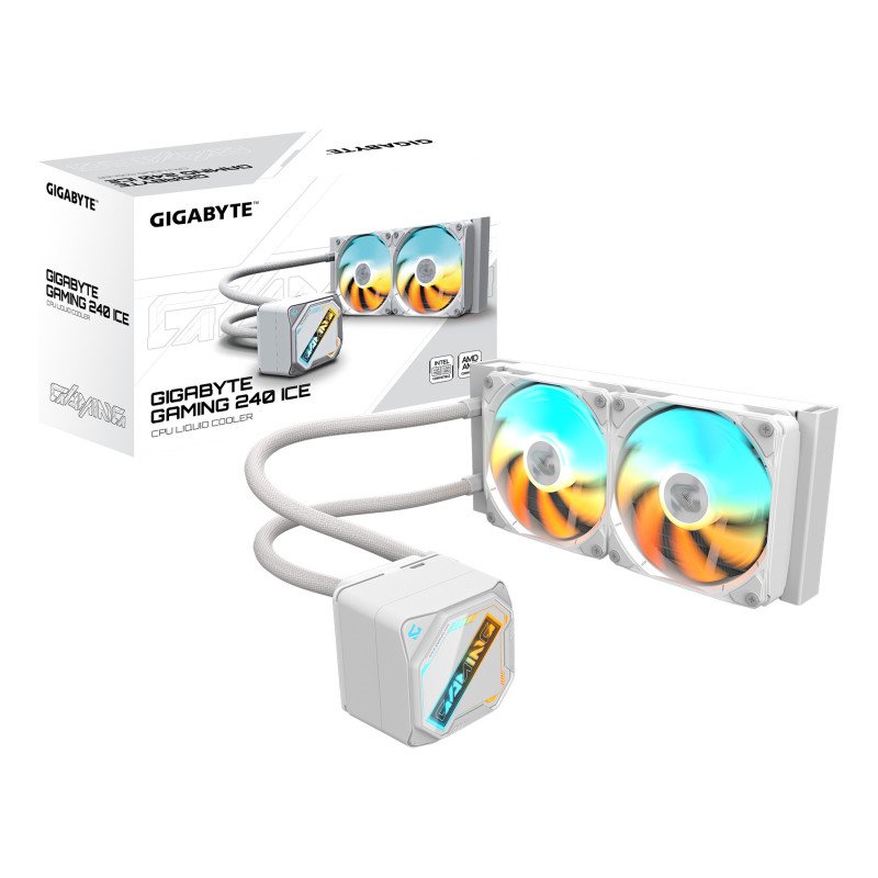 Enfriamiento Líquido Gigabyte GAMING 240 ICE 2x120mm hasta 2200RPM Blanco 1851 1700 115X 1200 AM5 AM4
