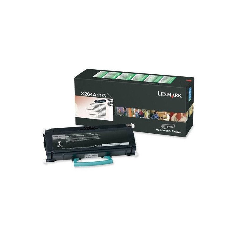Tóner Lexmark negro rendimiento estándar para X364DN, X264DN, 3,500 páginas, hasta 5% de cobertura