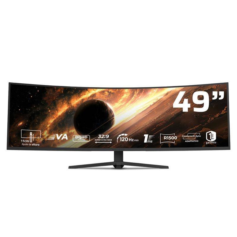 Monitor Gaming Curvo 49 Pulgadas 120hz, COSMOS TITAN MCT49X Balam Rush FreeSync/G-Sync Adaptativo,