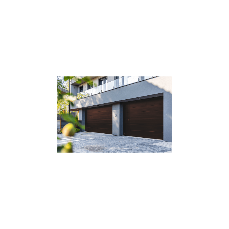Sección para puerta de Garage, Lisa, Imitación Madera, BLACK WALNUT, Para GARAGE108B, Estilo Americana.