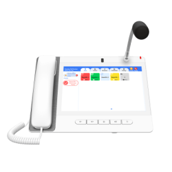 Teléfono IP Color Blanco Android 9.0 Empresarial para voceo 20 líneas SIP, pantalla táctil, Wi-Fi y Bluetooth, PoE, Voceo, Músic