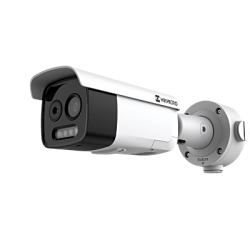 Cámara Bala Bi-espectro Térmica y Óptica, 5MP Óptica + 256×192 Térmica, IA para Detección Humana 84m y Vehicular 210m, Alarma po