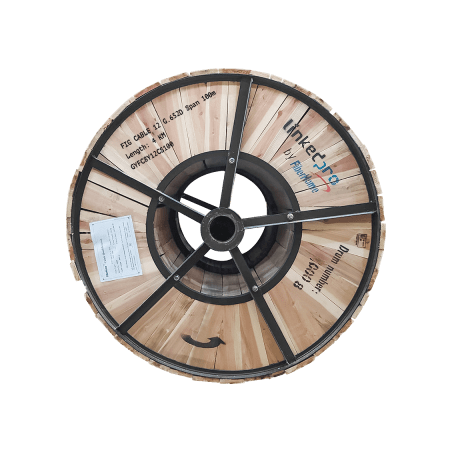 Carrete de 4 km de Fibra Óptica Aérea Figura 8 G.652D, Monomodo de 12 Hilos, Exterior, Span 100, Loose Tube