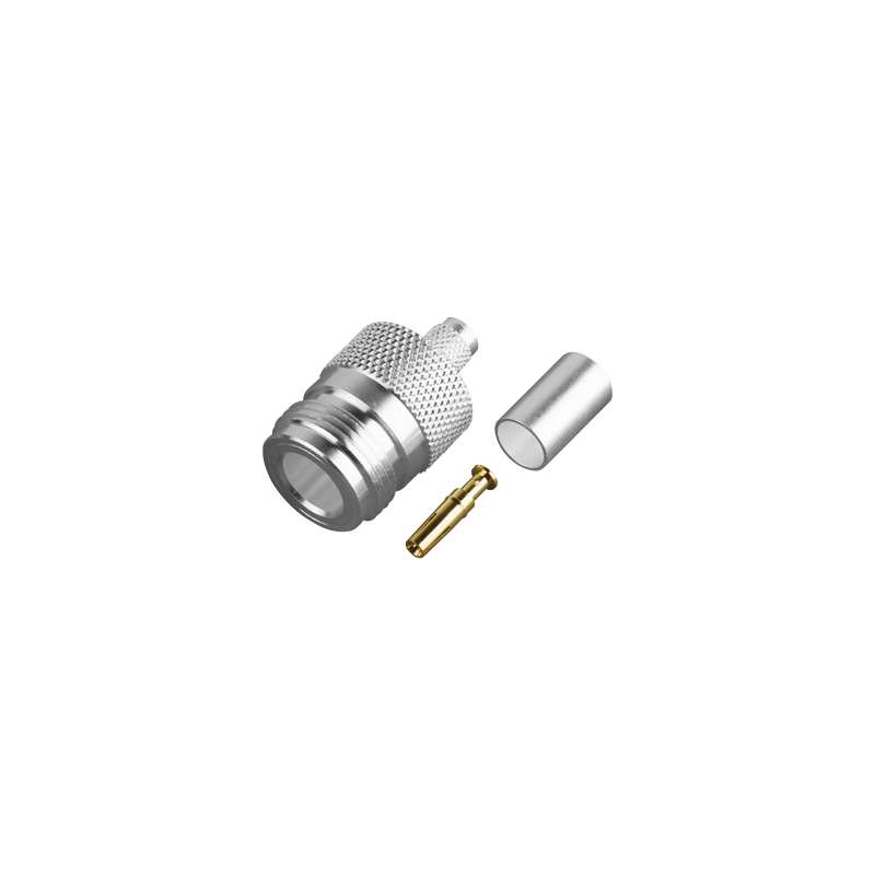 Conector N Hembra de Anillo Plegable para Cable PROFLEX o Grupo P, Plata, Oro, Teflón.