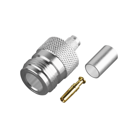 Conector N Hembra de Anillo Plegable para Cable PROFLEX o Grupo P, Plata, Oro, Teflón.