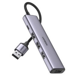 Convertidor USB-A 3.0 a 4 Puertos USB-A 3.0, 5 Gbps Transferencia, Alimentación por USB-C, Compatibilidad Multiplataforma, Prote