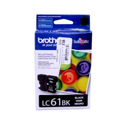 Cartucho negro Brother LC61BK, rendimiento de 450 páginas