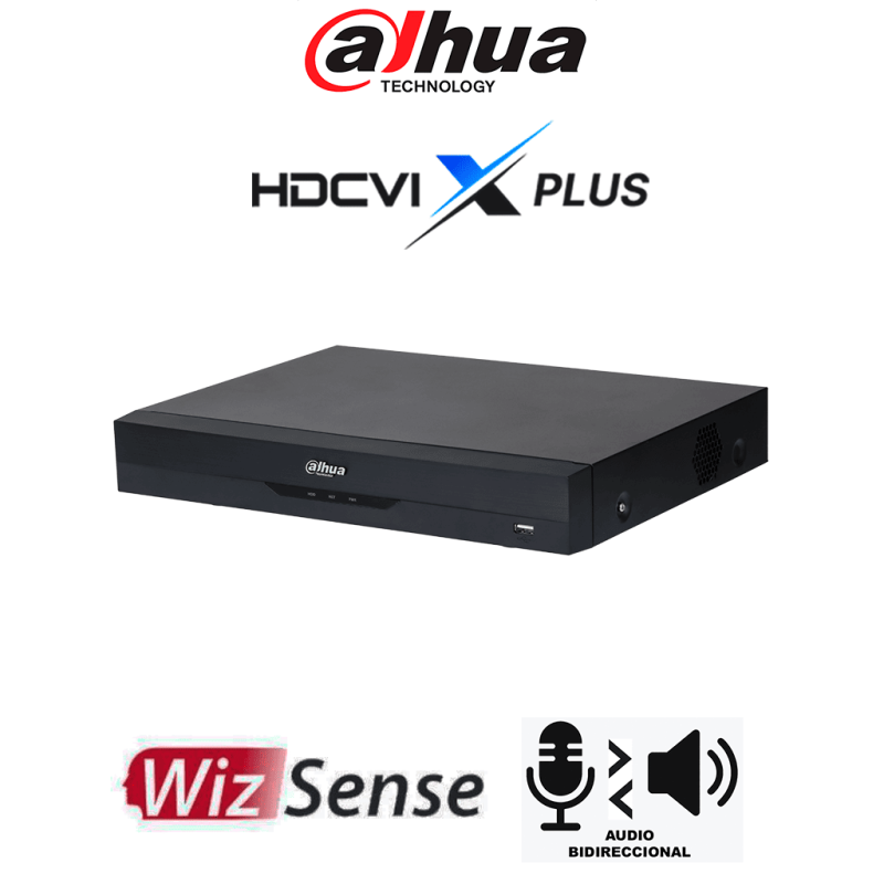 DVR de 8 Canales 5MP Lite WizSense, HDCVI X PLUS, Audio Bidireccional en los 8 Canales, H.265+, 8 Canales +4 IP, Hasta 12 Ch IP,