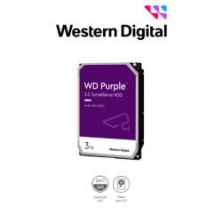 Disco Duro de 3 TB Purple, Especial para Videovigilancia, Trabajo 24/7, Interface: Sata 6 Gb/s, Hasta 64 Cámaras, Hasta 16 Bahía