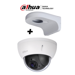 Cámara Dahua mini PTZ de 2 MP HDCVI, 4x zoom óptico con brazo de pared pfb203w incluido