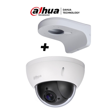Cámara Dahua mini PTZ de 2 MP HDCVI, 4x zoom óptico con brazo de pared pfb203w incluido