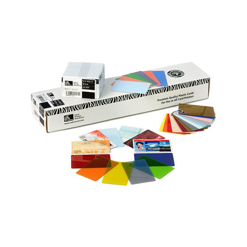 Zebra, Tarjeta de PVC con banda de firma, 30 mil, blanco, Tarjeta CR-80 (85,6 x 54 mm), 500 tarjetas
