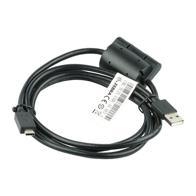 Cable Zebra de USB-A a USB-C Longitud aproximada de 1. 5 metros Incluye una perla de ferrita adicional