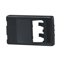 Placa de mobiliario modular estándar, salidas para 2 puertos mini-com angulados, color negro