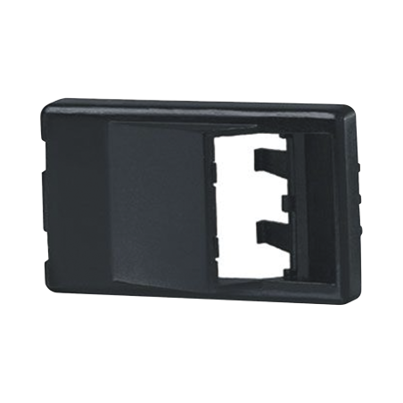 Placa de mobiliario modular estándar, salidas para 2 puertos mini-com angulados, color negro