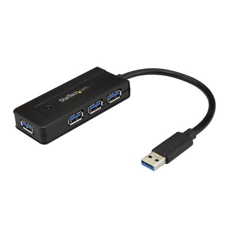 Hub Concentrador USB 3.0 de 4 Puertos - Mini Hub USB con Adaptador de Alimentación