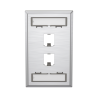 Placa de pared vertical, de acero inoxidable, salida para 2 puertos mini-com, con espacios para etiquetas