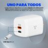 Cargador carga rápida Vorago de pared AU-402-WH blanco 45W,
