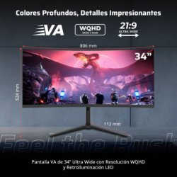 Monitor Gaming Curvo 34 Pulgadas 165hz: COSMOS ARCUS MCA34X Balam Rush FreeSync/G-Sync Adaptativo