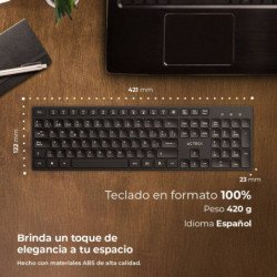 Teclado inalámbrico Multimedia 2. 4 GHz VANTAGE AERO TI555 ACTECK Conectividad inalámbrica 2. 4 GHz