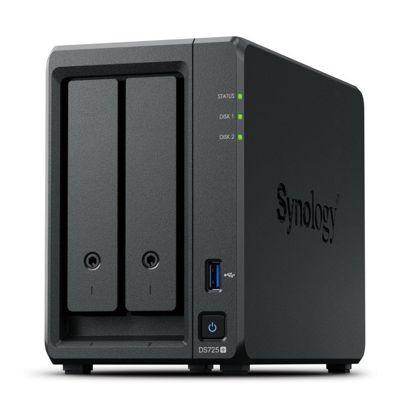 NAS Synology DS725+, 2 bahías núcleo doble hasta 3.1 GHz, 1 puerto LAN