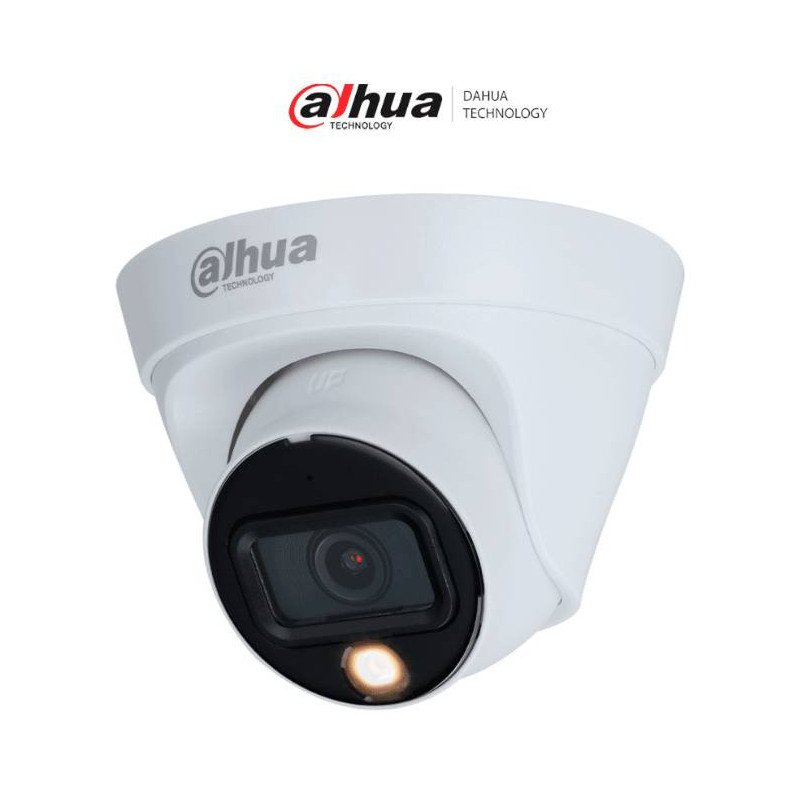 Cámara domo DAHUA HDW1239T1P-A-LED-0280B-S6, de 2mp, lente de 2.8mm, 100°, micrófono integrado, luz blanca 15 m