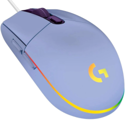Mouse Logitech G203 LightSync gaming lila óptico alámbrico USB iluminación RGB ajustable 6 botones