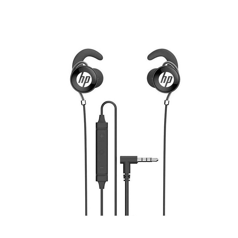 Audífonos Negro HP DHE-7004 Stereo Deep Bass con micrófono play/pausa, avanzar Entrada Auxiliar 3.5mm, Función manos libres para