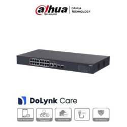 Switch PoE de 18 Puertos, 16 Puertos Poe 10, 100