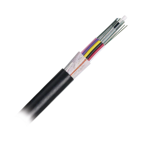 Cable de fibra óptica 12 hilos, osp (planta externa), no armada (dieléctrica), mdpe (polietileno de media densidad), multimodo o