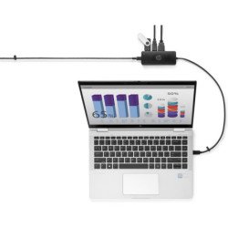 HP USB-C Travel Hub 7PJ38AA, USB 3.2 Gen 1 (3.1 Gen 1) Type-C, HDMI, USB 3.2 Gen 1 (3.1 Gen 1) Type-A, VGA, 3840 x 2160 Pixeles