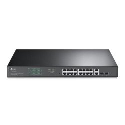 Switch JetStream de 16 puertos 10/100/1000Mbps y PoE af/at, 2 puertos SFP hasta 192W.