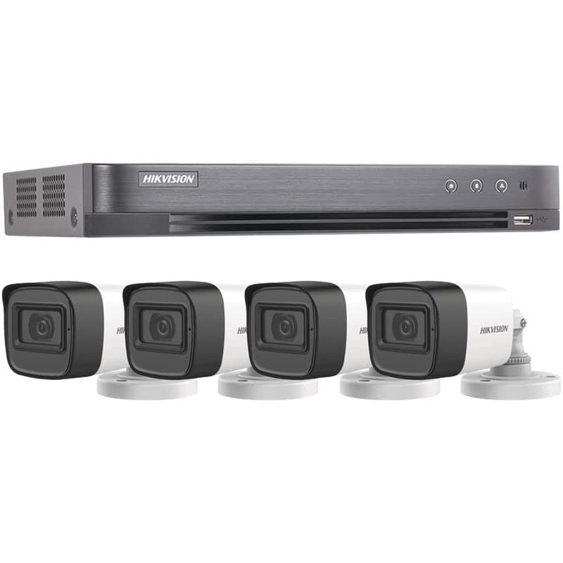 kit TurboHD 5 megapixel, DVR 4 canales, 4 cámaras bala con micrófono i