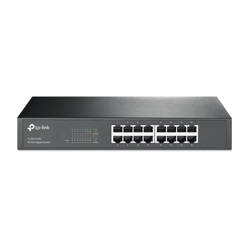 Switch TP-Link 16 puertos RJ45 10/100/1000 Mbps no administrable para escritorio o rack de 13 pulgadas