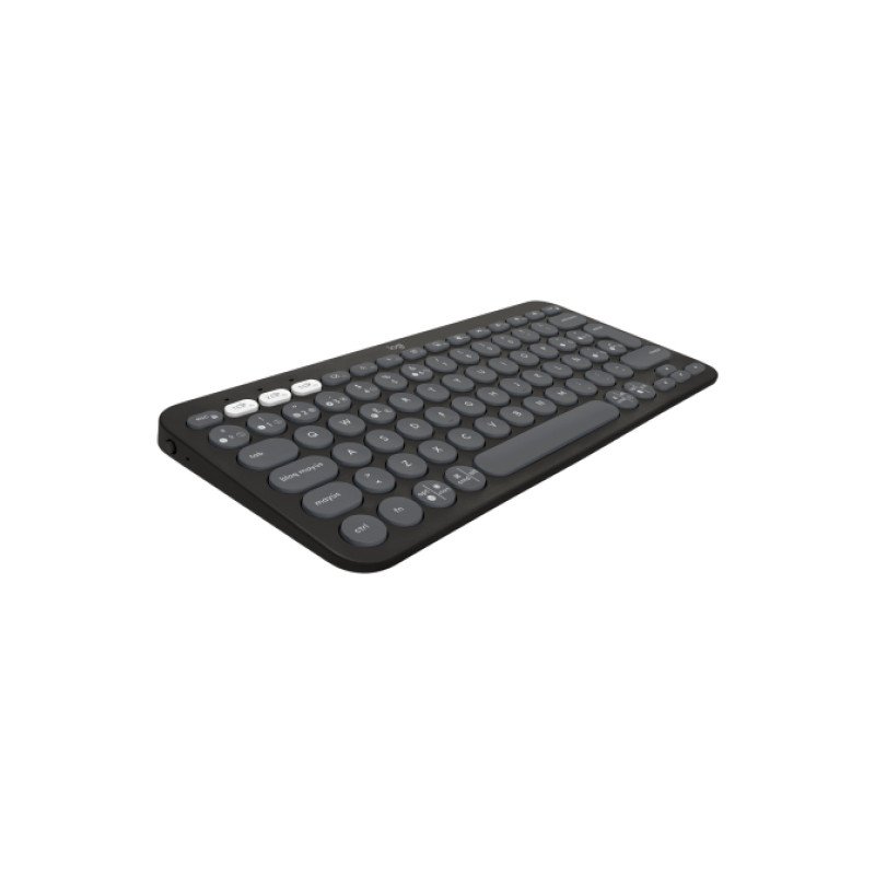Teclado Logitech Pebble Keys 2 K380s, Mini, RF Wireless + Bluetooth, Switch de tecla de tijera, QWERTY, Grafito