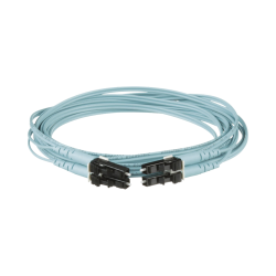 Jumper de fibra óptica multimodo 50/125 OM3, LC-LC dúplex, ofnr (riser), color aqua, 4 metros