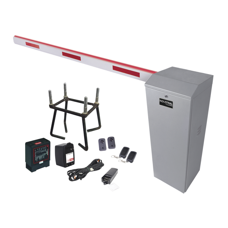 Kit COMPLETO Barrera Izquierda XB, 5M, Iluminación LED Rojo, Incluye Sensor de masa, Transformador, Lazo, Ancla, Fotoceldas, Bot