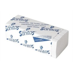 Sanitas, Toalla de manos interdobladas Sanitas, caja con 20 paquetes de 100 hojas.