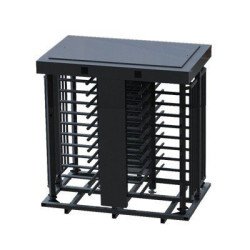 Torniquete Doble, Cuerpo Completo, Interior/Exterior, 100% Acero con Pintura Gris, EJE CENTRAL con Pintura Gris, Acabado de Lujo