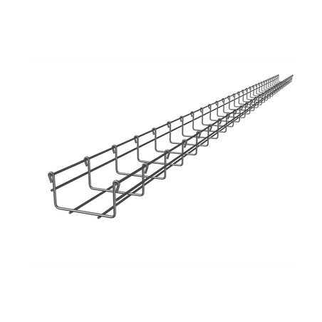 Charofil. Charola tipo malla electro zincada de peralte 66 mm y 100 mm de ancho, tramos rectos 3m.