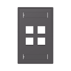 Placa de pared vertical, salida para 4 puertos keystone, con espacios para etiquetas, color negro