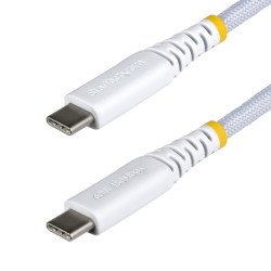 Cable de Carga USB-C Trenzado de TPE y Nailon de 15cm, Cable USB Tipo C para Laptop, USB 2.0, PD 60W 3A, Blanco, Cable for Portá
