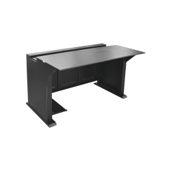 Estación Mobiliaria Profesional de Monitoreo y Control para: Videovigilancia, Acceso, Alarmas, etc., Metal Negro y Madera Tono O