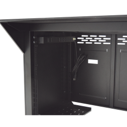 Estación Mobiliaria Profesional de Monitoreo y Control para: Videovigilancia, Acceso, Alarmas, etc., Metal Negro y Madera Tono O