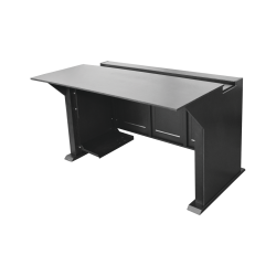 Estación Mobiliaria Profesional de Monitoreo y Control para: Videovigilancia, Acceso, Alarmas, etc., Metal Negro y Madera Tono O