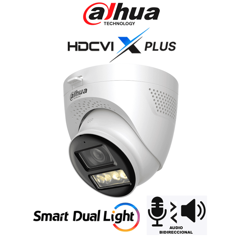 Cámara Domo 4K, HDCVI X PLUS, Audio Bidireccional, Apertura de Hasta 106 Grados, Iluminación Dual Inteligente de Hasta 40Mts con