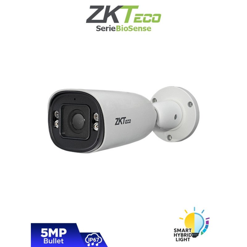 Cámara IP Bullet Híbrida Inteligente de 5 MP, Serie BioSense, Lente Motorizado 2.8–12 mm, Video Analítico IVA, Visión nocturna h