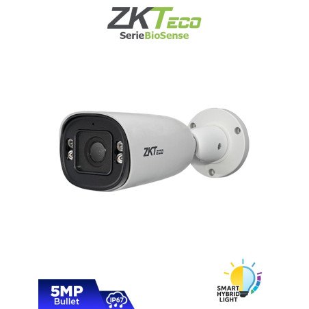 Cámara IP Bullet Híbrida Inteligente de 5 MP, Serie BioSense, Lente Motorizado 2.8–12 mm, Video Analítico IVA, Visión nocturna h