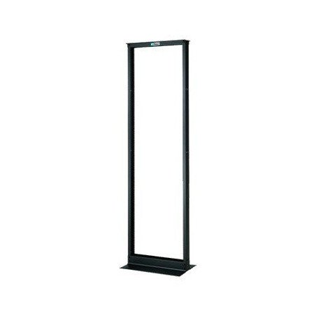 Rack de dos postes estándar de 19 in, rieles numerados y roscados No. 12-24, fabricado en acero, 45 U. de rack, color negro